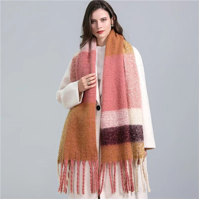 Trendy Checked Women's Scarf - Elira-Light Blue-Nora Luxe