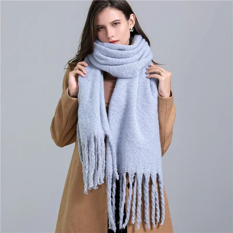 Trendy Checked Women's Scarf - Elira-Light Blue-Nora Luxe