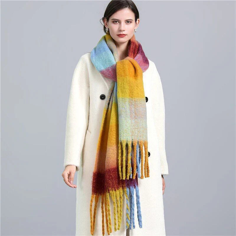 Trendy Checked Women's Scarf - Elira-Light Blue-Nora Luxe