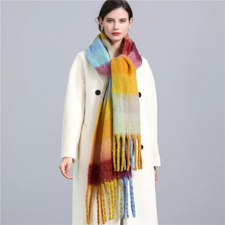Trendy Checked Women's Scarf - Elira-Light Blue-Nora Luxe