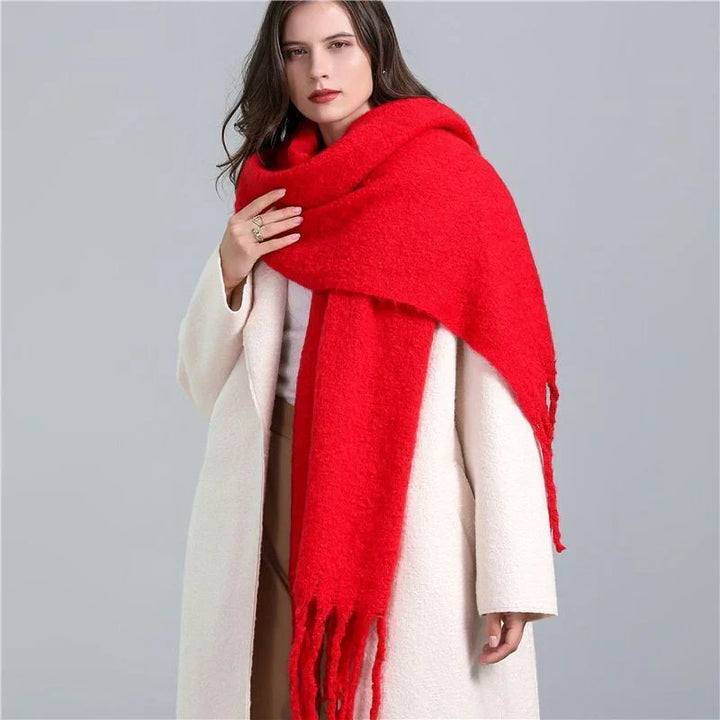 Trendy Checked Women's Scarf - Elira-Red-Nora Luxe