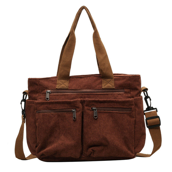 Trendy Corduroy Shoulder Bag - VelvetVogue-Beige-Nora Luxe