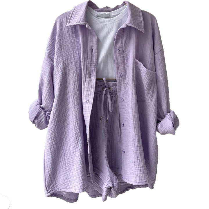 Trendy Cotton Summer Suit Ladies – Faylin-Green-S-The Livary