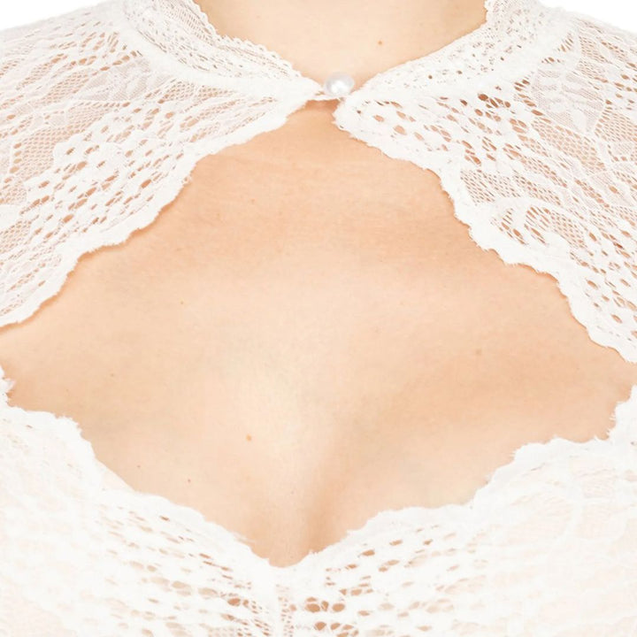 Trendy dirndl blouse with lace & heart neckline for women – Alina-White-S-Nora Luxe