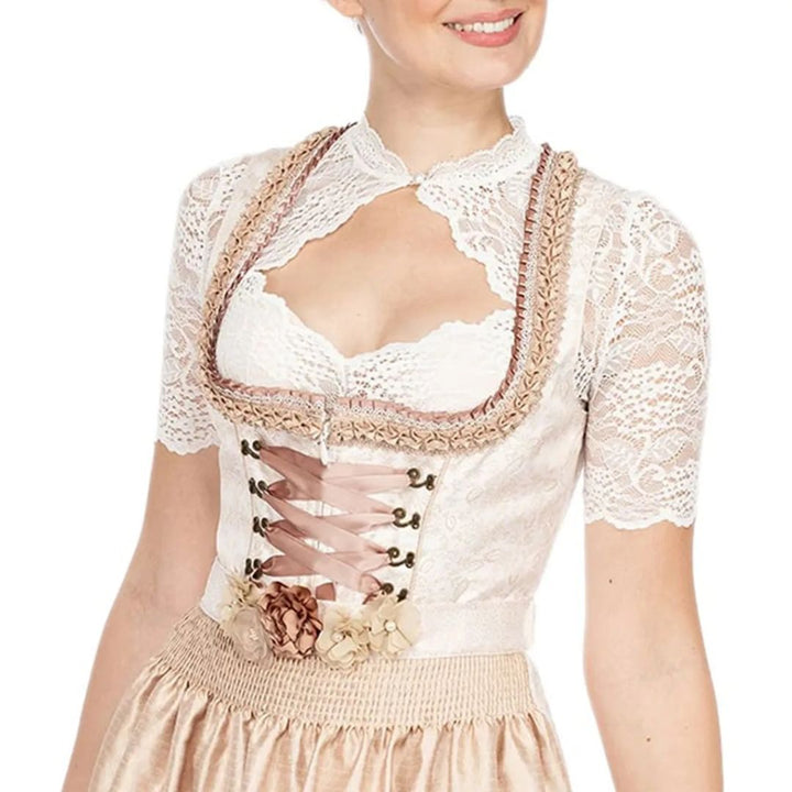 Trendy dirndl blouse with lace & heart neckline for women – Alina-White-S-Nora Luxe