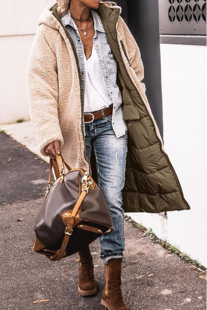 Trendy Double-Sided Ladies Winter Coat - Sofia-Brown-S-Nora Luxe