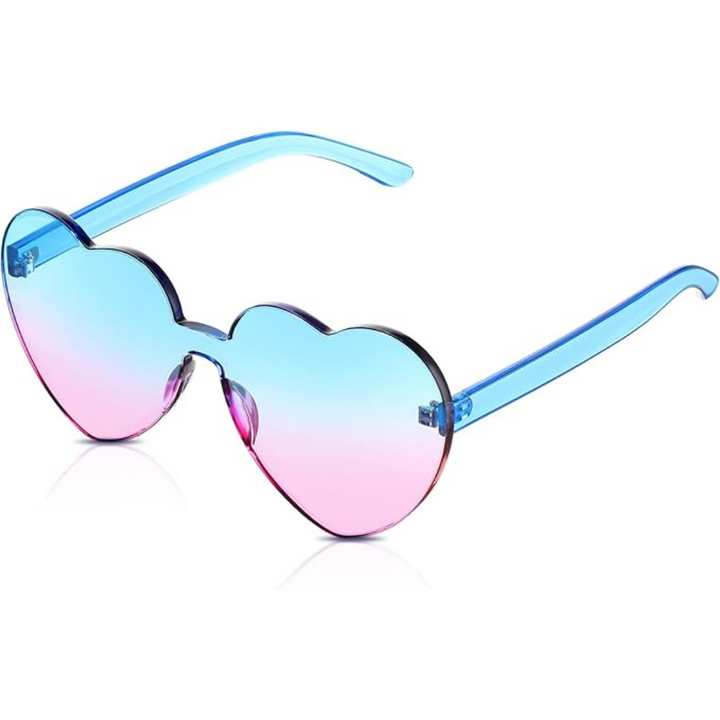 Trendy heart-shaped sunglasses without a frame in a transparent look - HeartBlitz-Yellow-The Livary