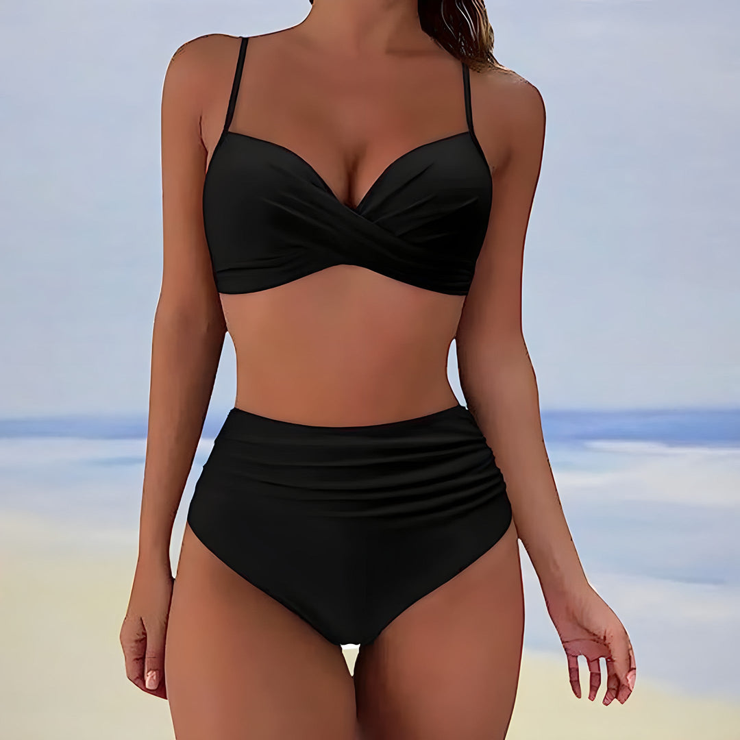Trendy high-waist bikini with a comfortable fit – Eula-Black-S-The Livary
