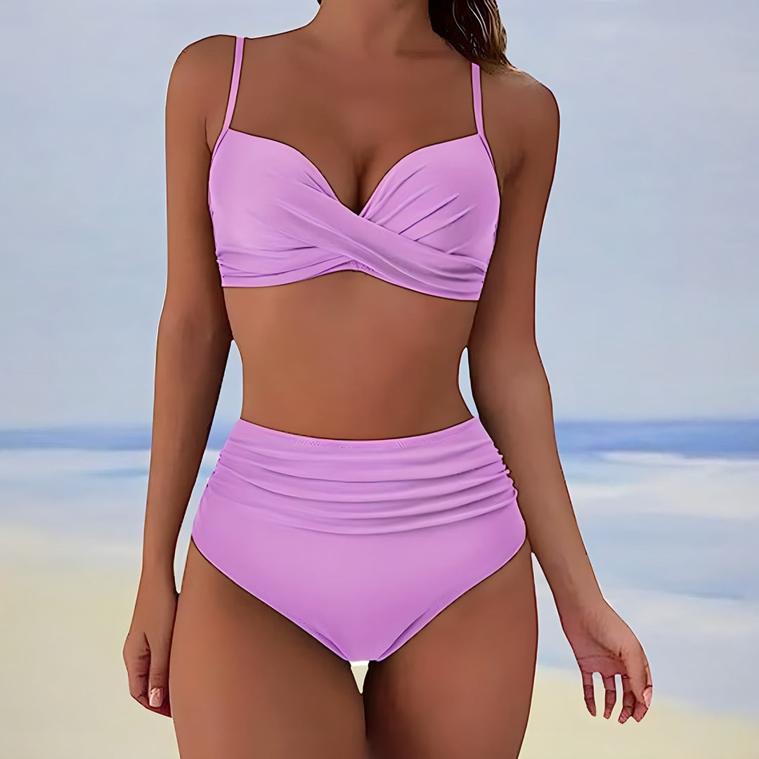 Trendy high-waist bikini with a comfortable fit – Eula-Green-S-The Livary
