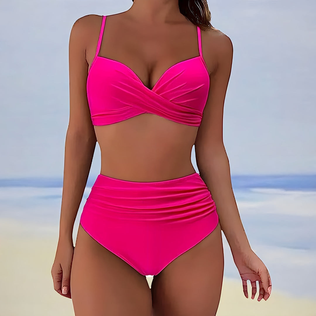 Trendy high-waist bikini with a comfortable fit – Eula-Light pink-S-The Livary