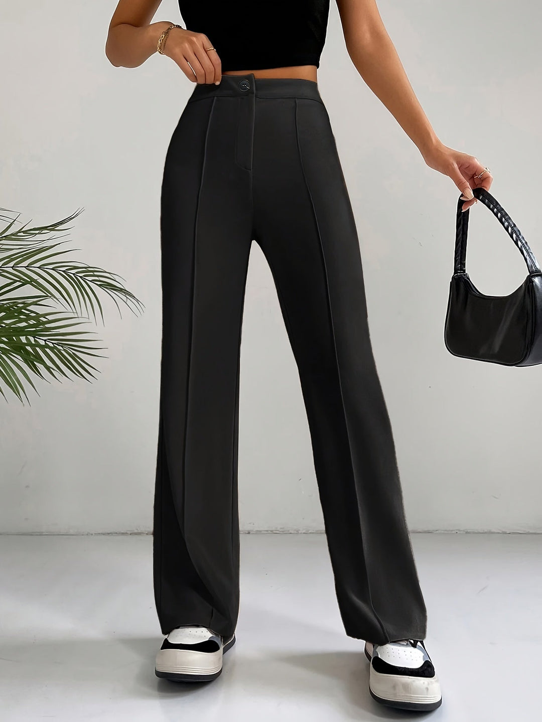 Trendy High Waist Pleated Women's Trousers - Emilia-Black-S-Nora Luxe