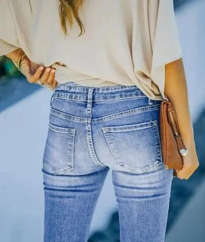 Trendy High-Waisted Denim Trousers - Mila-Blue-S-Nora Luxe