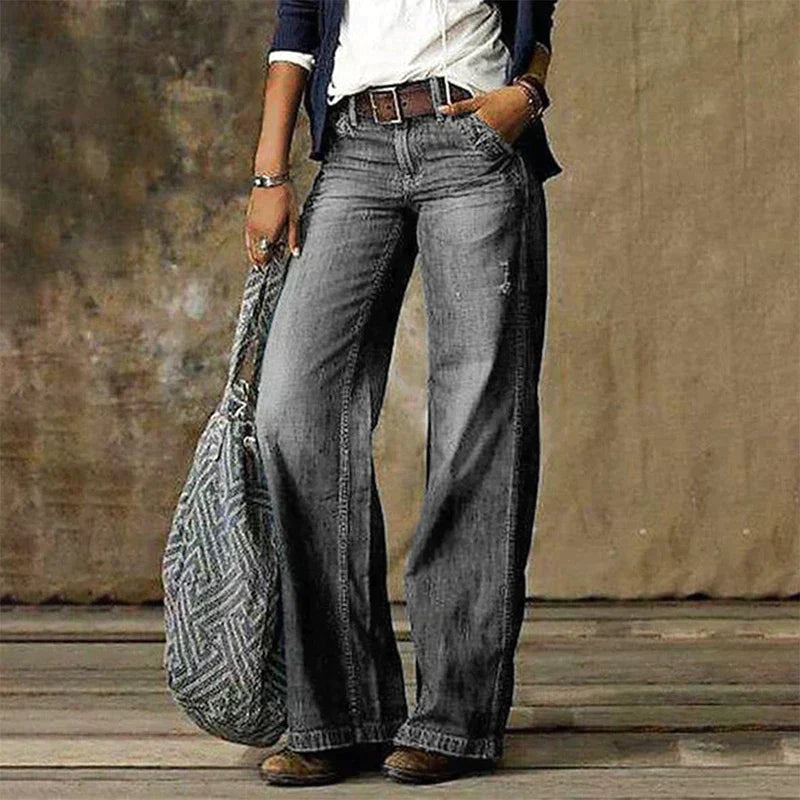 Trendy Ladies' Jeans - Elara-Light Gray-S-Nora Luxe