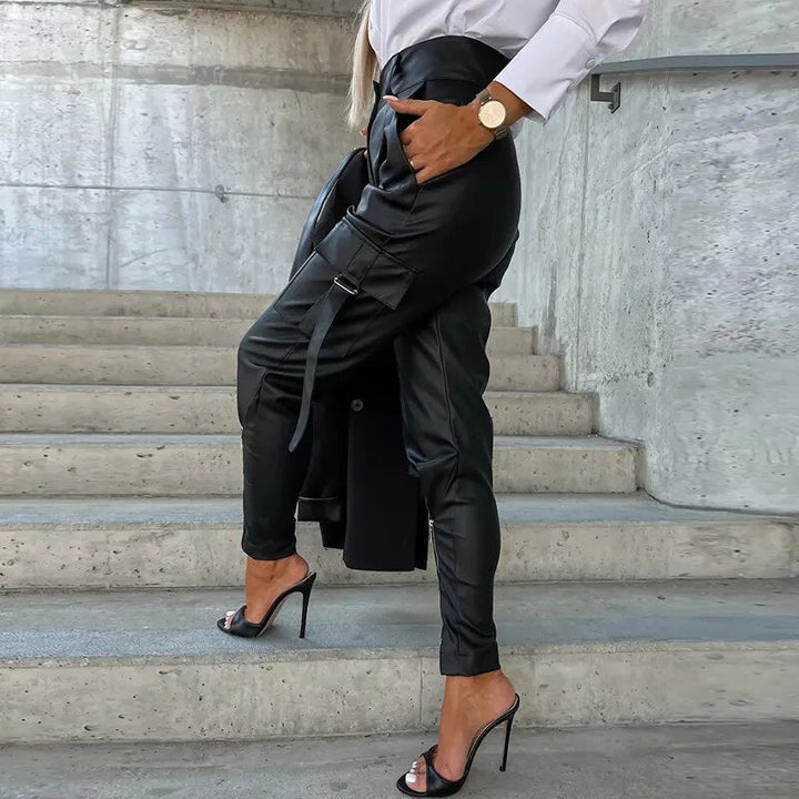 Trendy Ladies Leather Trousers - Sophie-Black-S-Nora Luxe