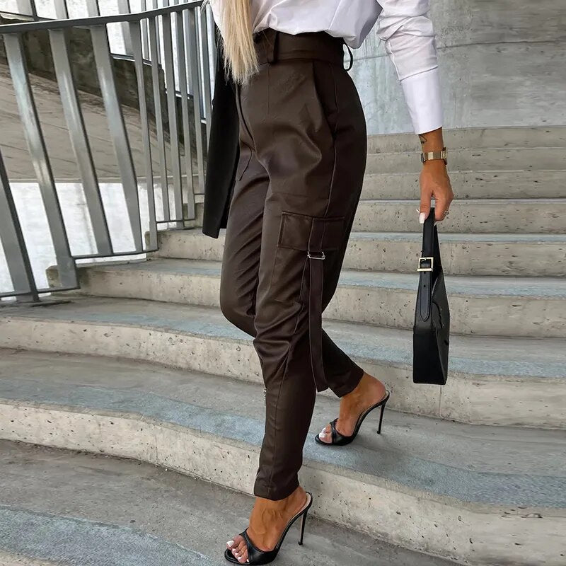 Trendy Ladies Leather Trousers - Sophie-Black-S-Nora Luxe