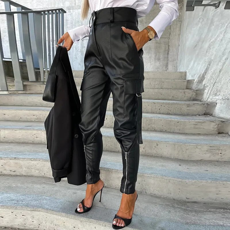 Trendy Ladies Leather Trousers - Sophie-Black-S-Nora Luxe