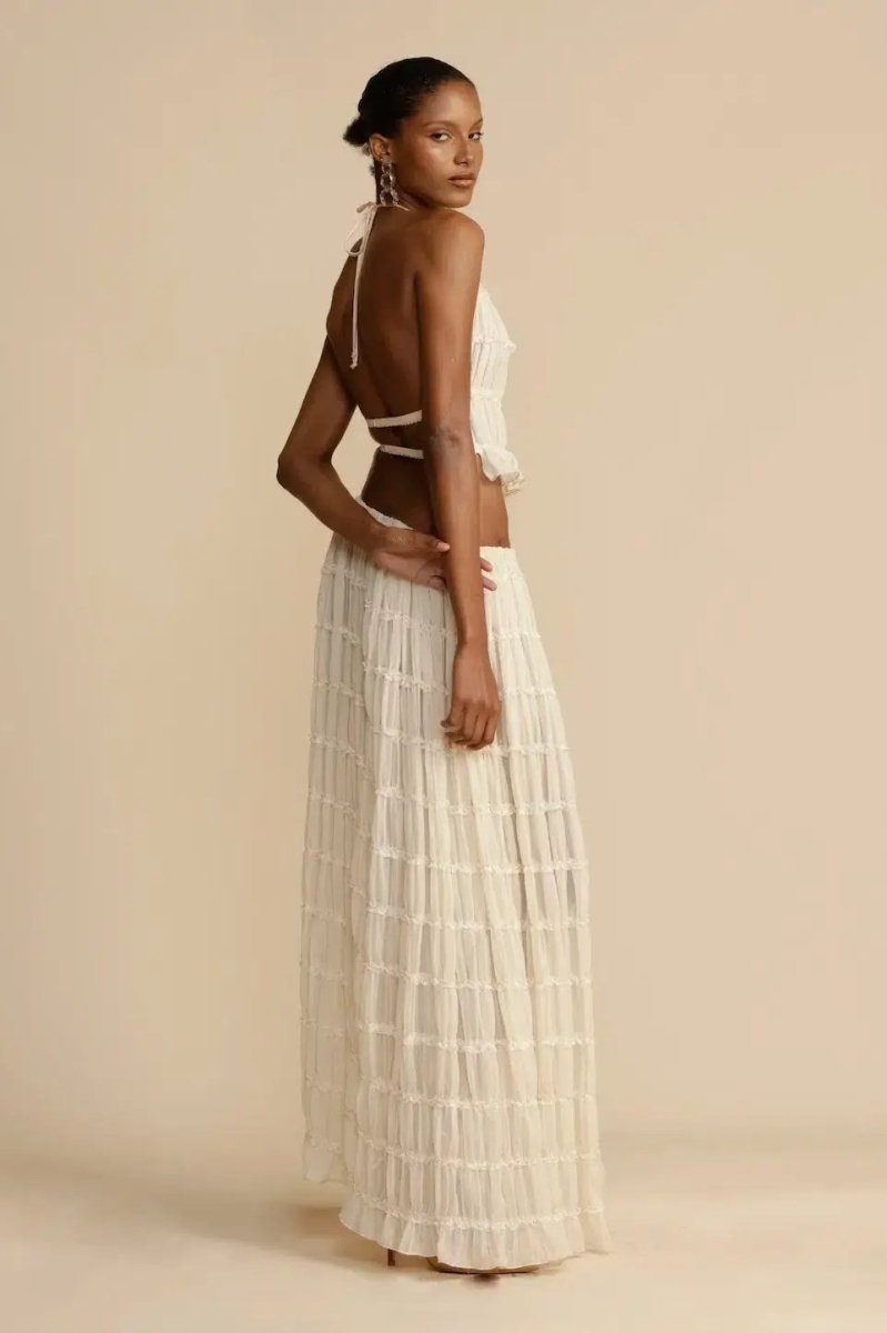 Trendy ladies' summer two-piece with halter top & maxi skirt – Lorena-S-Nora Luxe