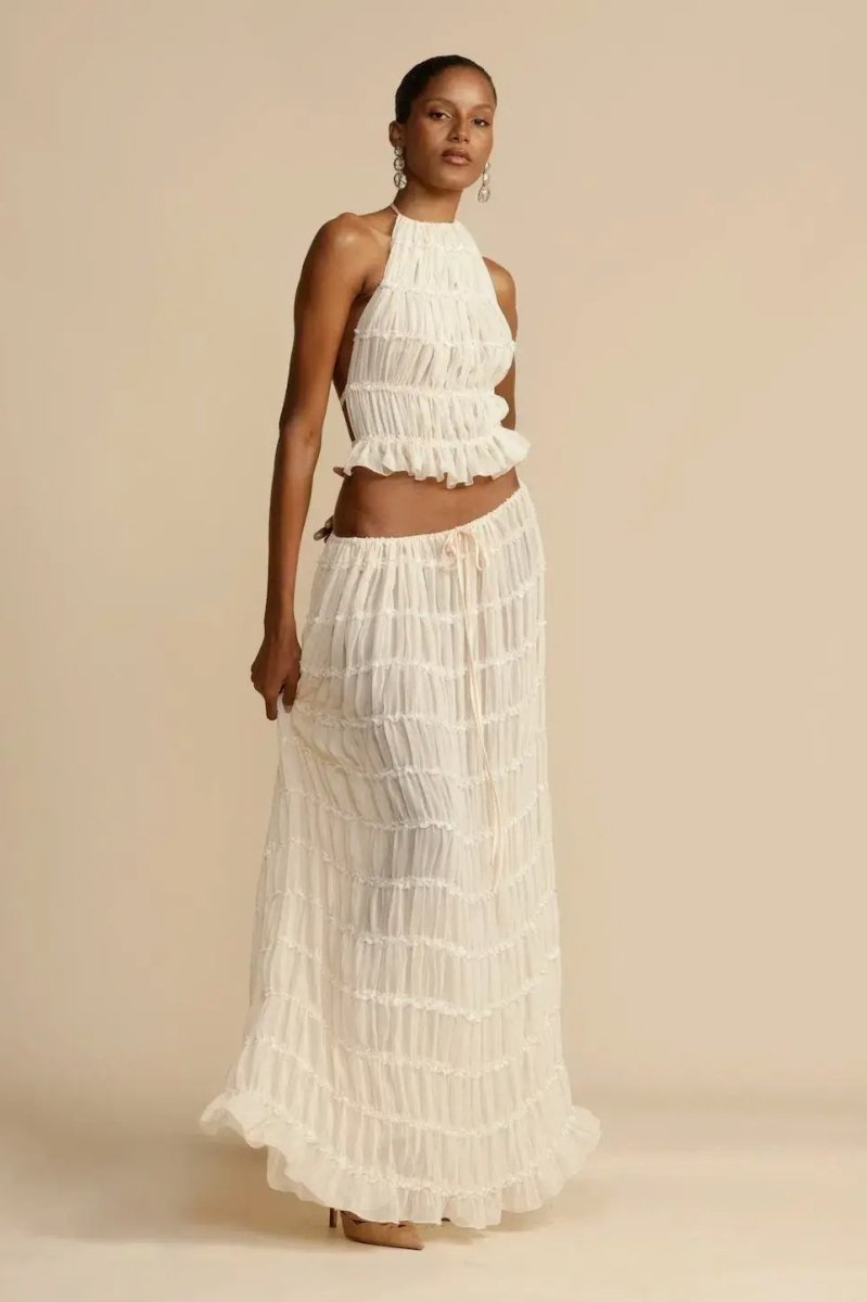 Trendy ladies' summer two-piece with halter top & maxi skirt – Lorena-S-Nora Luxe