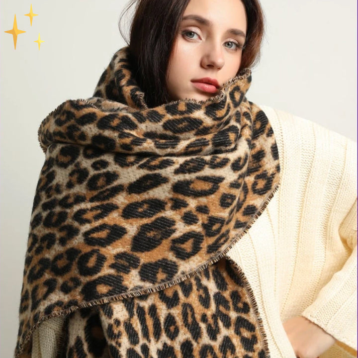 Trendy Leopard Print XL Wool Scarf - Sophia-Nora Luxe