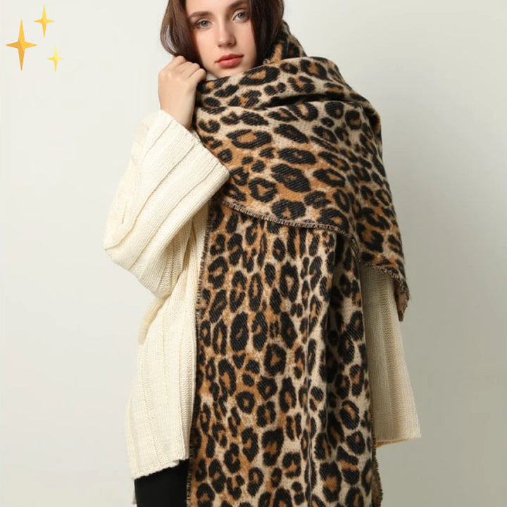 Trendy Leopard Print XL Wool Scarf - Sophia-Nora Luxe