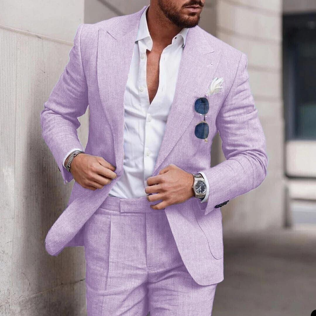 Trendy Linen 2-Piece Beach Suit for Men - Caden-Lila-S-Nora Luxe