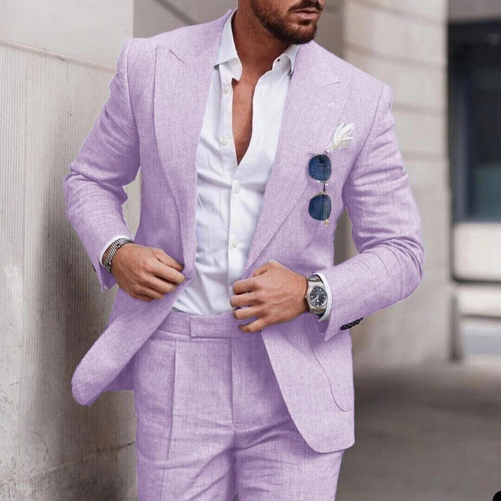 Trendy Linen 2-Piece Beach Suit for Men - Caden-Lila-S-Nora Luxe