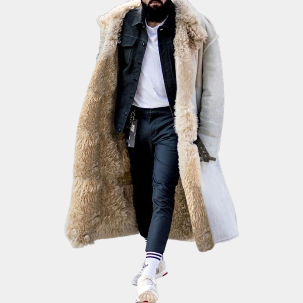 Trendy Long Warm Winter Coat for Men - Matteo-Blue-S-Nora Luxe