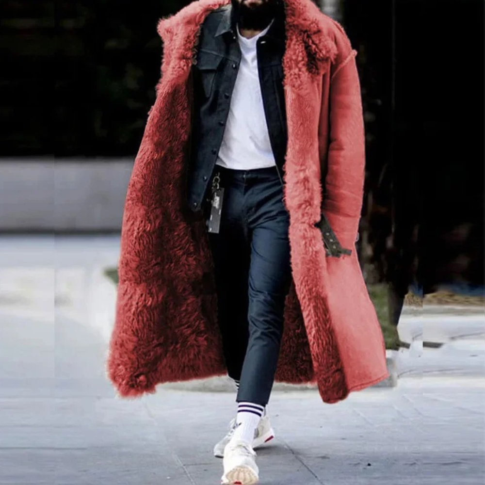 Trendy Long Warm Winter Coat for Men - Matteo-Red-S-Nora Luxe