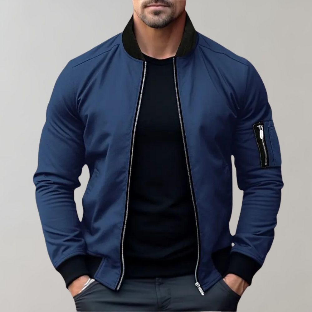 Trendy Men's Bomber Jacket - Chase-Blue-M-Nora Luxe