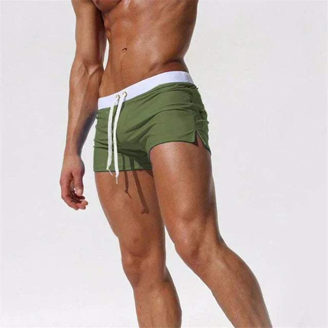 Trendy men's swim shorts with quick-drying material and comfortable fit - Arlan-Army green-S-The Livary