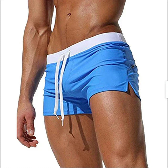 Trendy men's swim shorts with quick-drying material and comfortable fit - Arlan-Light blue-S-The Livary