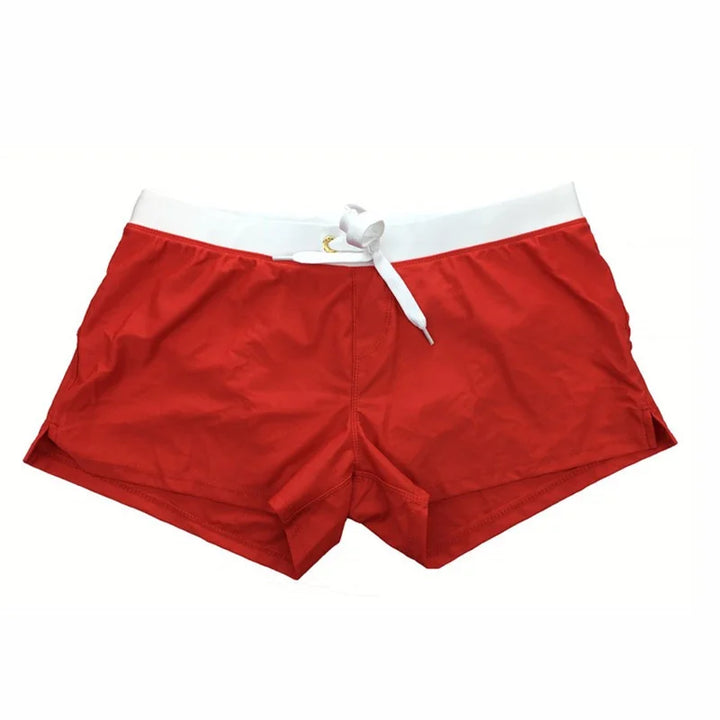 Trendy men's swim shorts with quick-drying material and comfortable fit - Arlan-Red-S-The Livary
