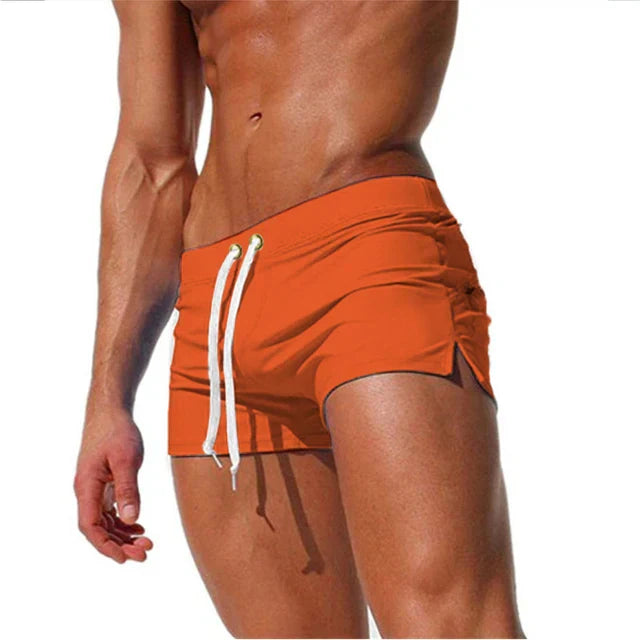 Trendy men's swim shorts with quick-drying material and comfortable fit - Arlan-White-S-The Livary