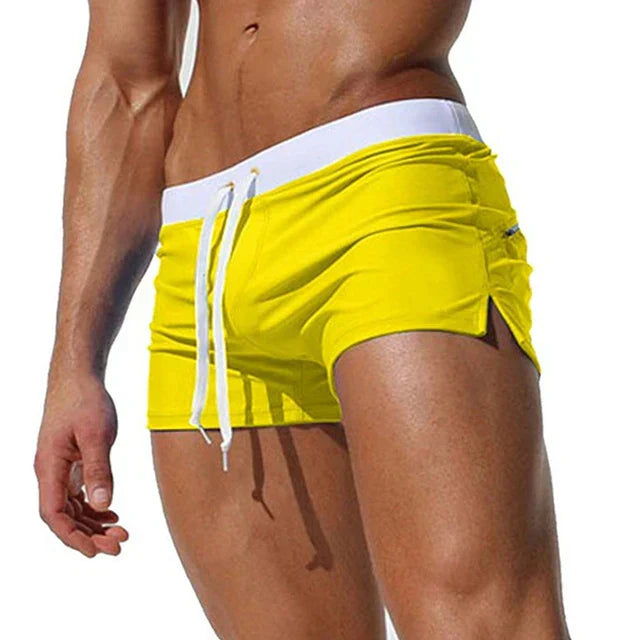 Trendy men's swim shorts with quick-drying material and comfortable fit - Arlan-White-S-The Livary