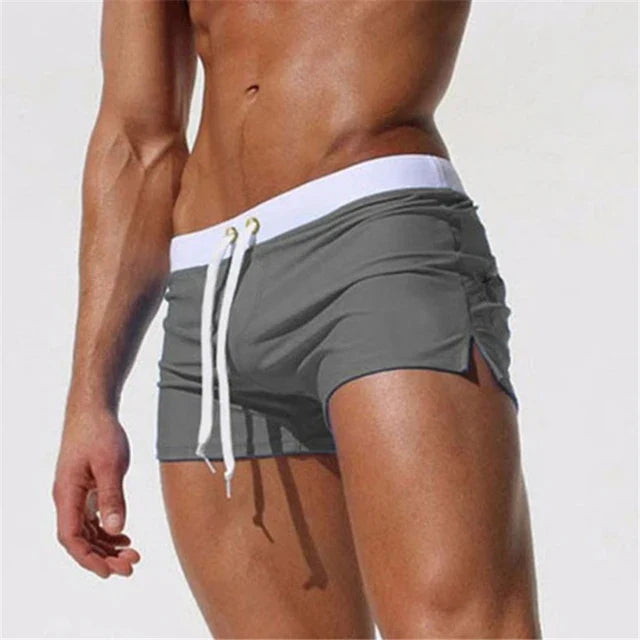 Trendy men's swim shorts with quick-drying material and comfortable fit - Arlan-White-S-The Livary