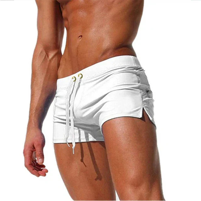 Trendy men's swim shorts with quick-drying material and comfortable fit - Arlan-White-S-The Livary