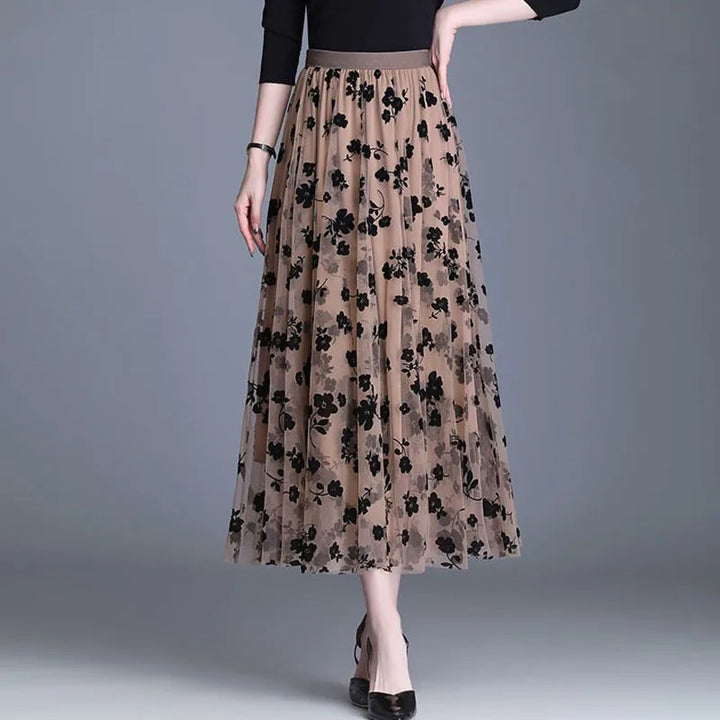 Trendy Mesh Midi Skirt - Fiona-Black-S-Nora Luxe