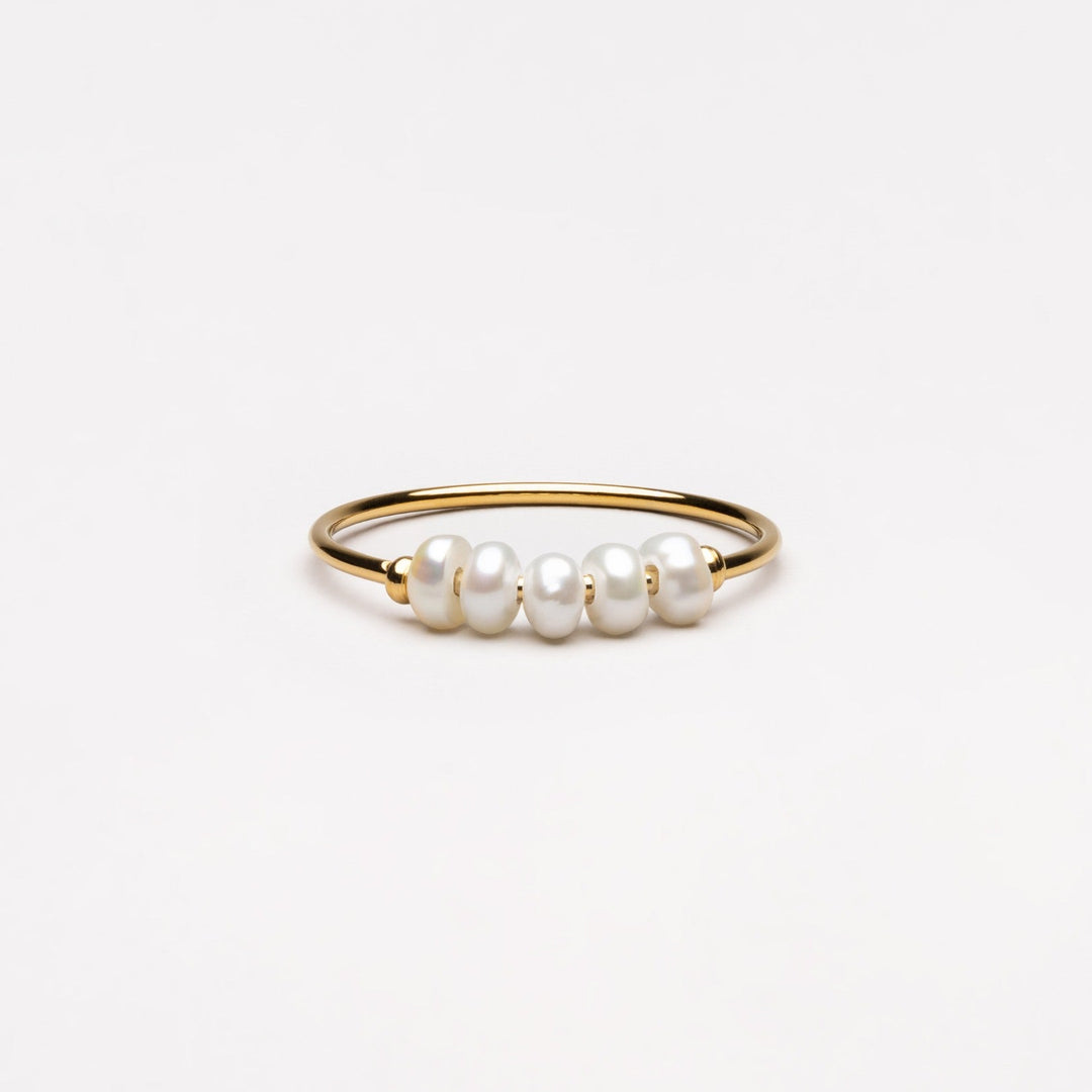 Trendy Mini Pearl Ring - Isolde-5-Gold-Nora Luxe