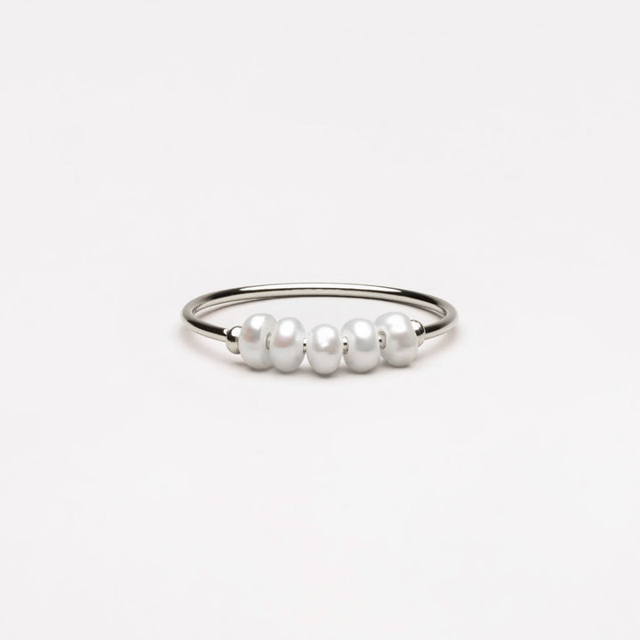 Trendy Mini Pearl Ring - Isolde-5-Silver-Nora Luxe