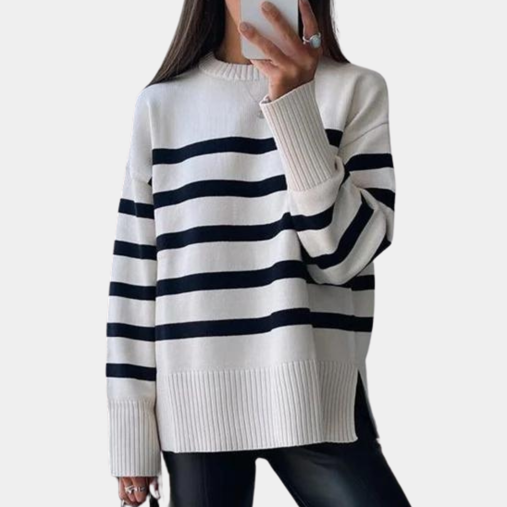 Trendy Oversized Striped Women's Sweater - Sophie-XS-Nora Luxe