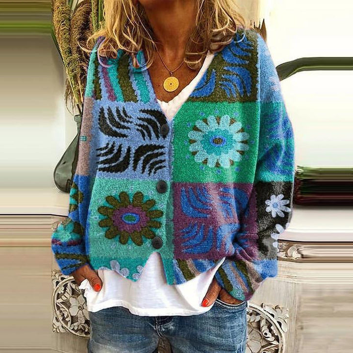 Trendy Patchwork Women's Waistcoat with Buttons - Elise-Style 3-S-Nora Luxe
