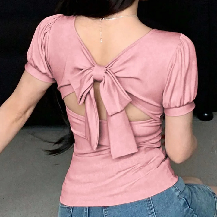 Trendy Pink Women's Top with Square Neckline - Celeste-XS-Nora Luxe