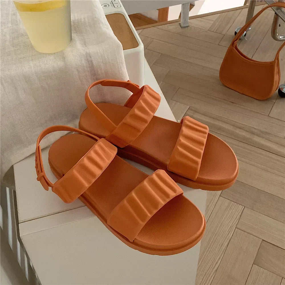 Trendy platform sandals in Korean style for women - Alina-Orange-3.5-Nora Luxe