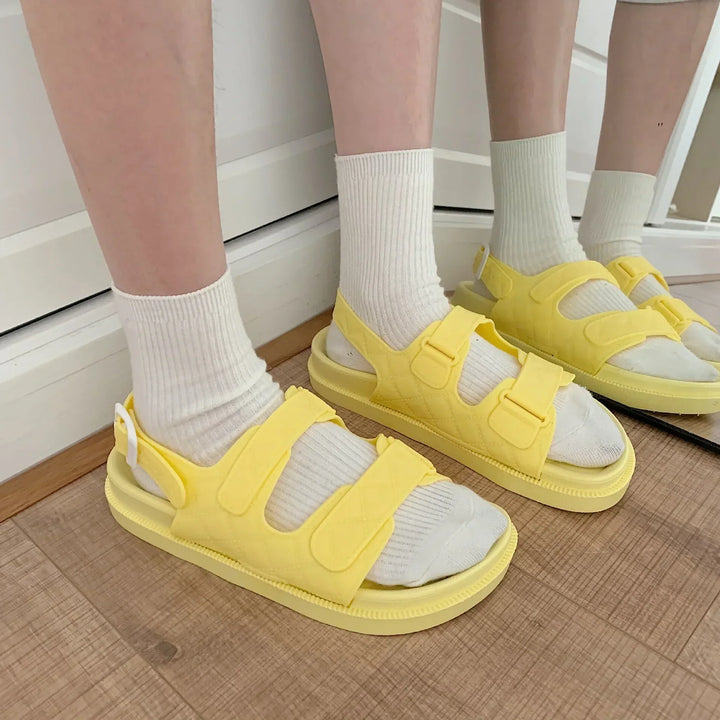 Trendy platform sandals in Korean style for women - Alina-Rose pink-3.5-Nora Luxe