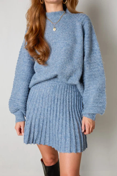 Trendy Pleated Sweater and Skirt Set - Isabella-Black-XS-Nora Luxe
