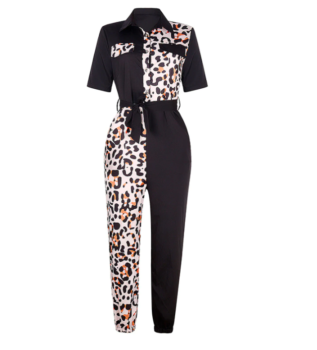 Trendy retro jumpsuit with button placket – Velia-Navy blue-S-Nora Luxe