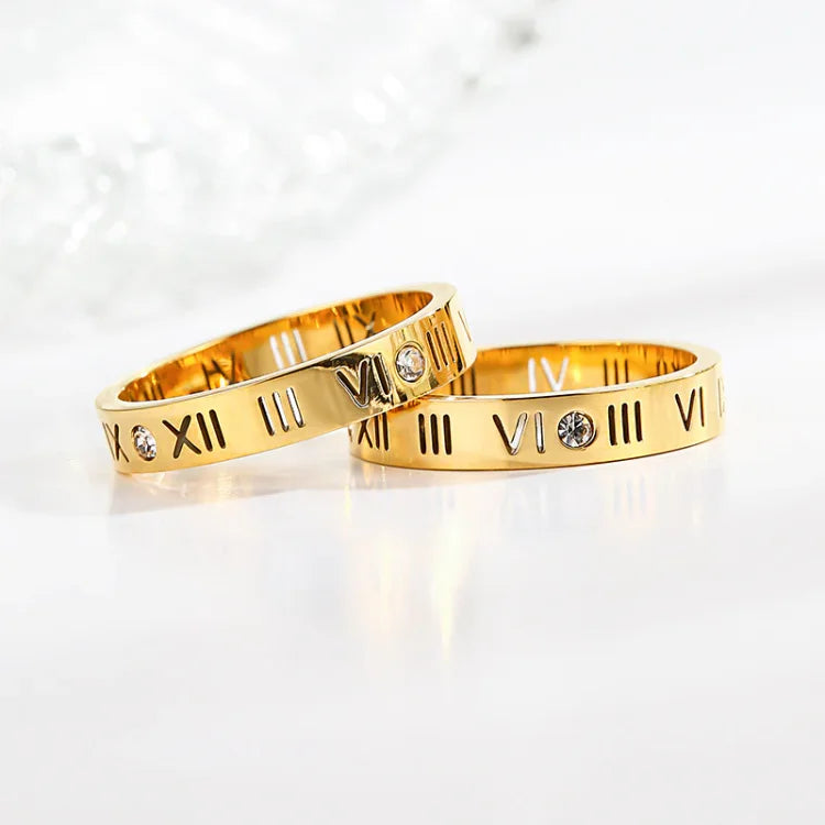 Trendy Roman Numeral Ring - Aurielle-5-Gold-Nora Luxe