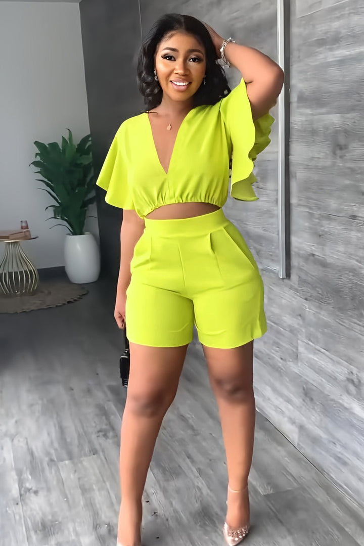 Trendy summer two-piece set with pleated design – Marlene-Green-S-Nora Luxe
