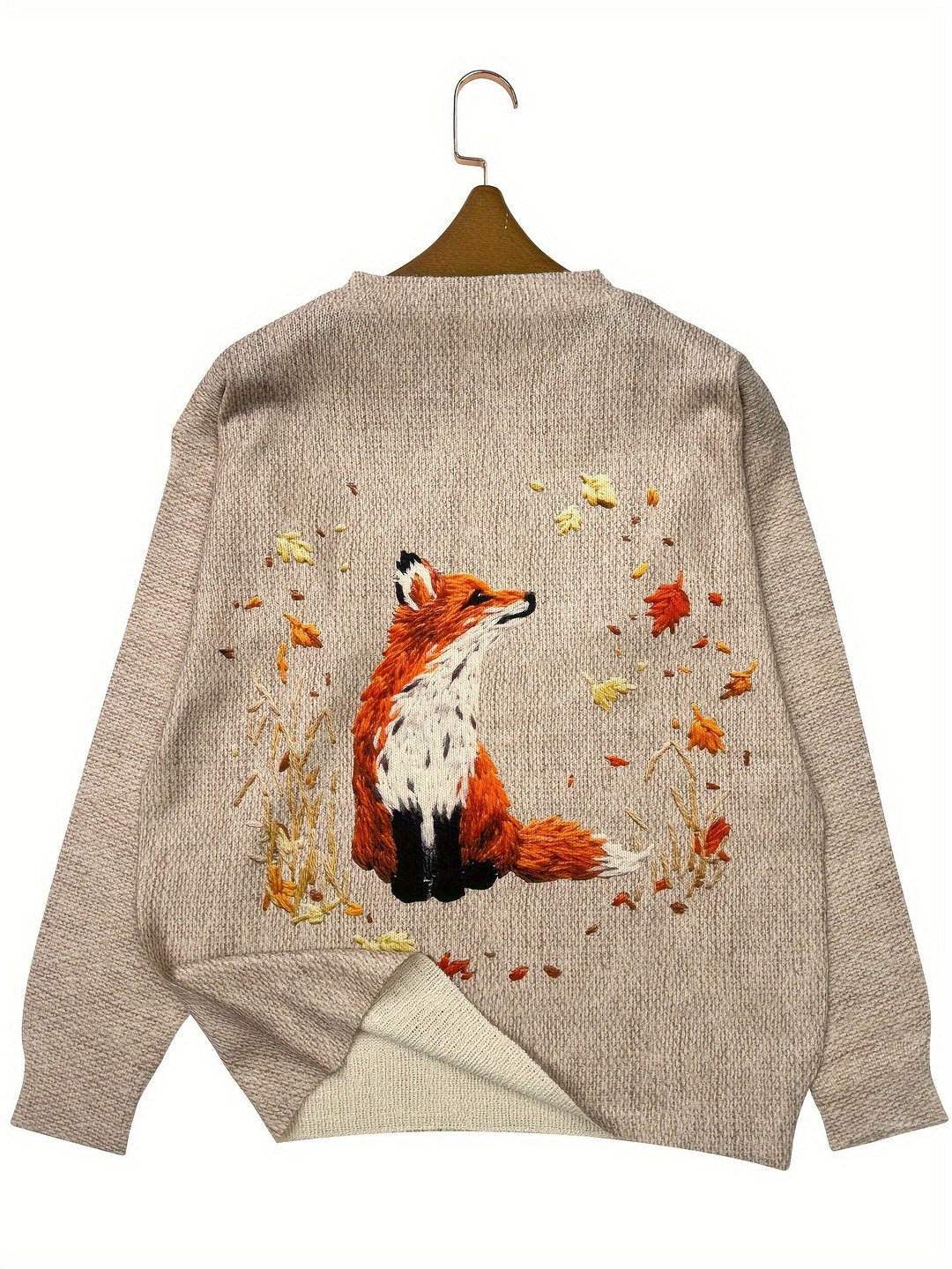 Trendy Sweater with Fox Print - Elisanne-S-Nora Luxe