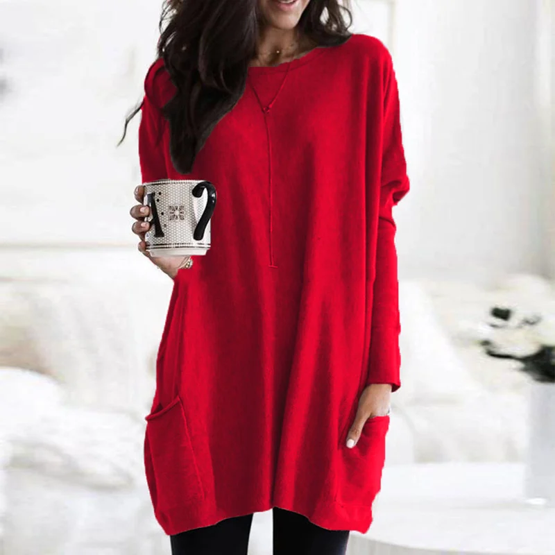 Trendy Tunic with Long Sleeves - Celina-Dark pink-S-Nora Luxe